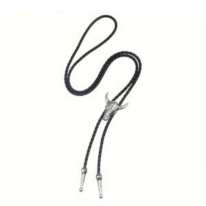 Bull Head Silver and Black Bolo Tie